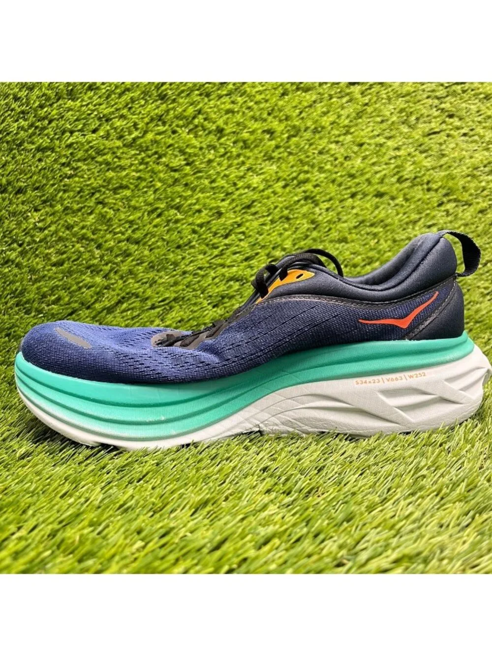 Hoka One One Bondi 8 Womens Size 8 Blue Orange Athletic Running Shoes Sneakers